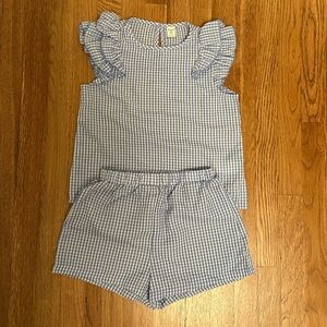 SHEIN Girls Ruffle Light Blue Gingham Set, Size 10 New!